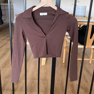Aritzia Babaton Contour Cropped Longsleeve Polo 2XS